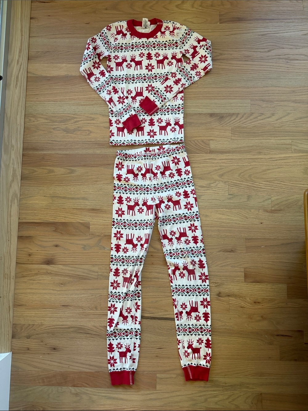 Hanna Andersson Girls 12 Christmas Reindeer Fair Isle Pajama Set